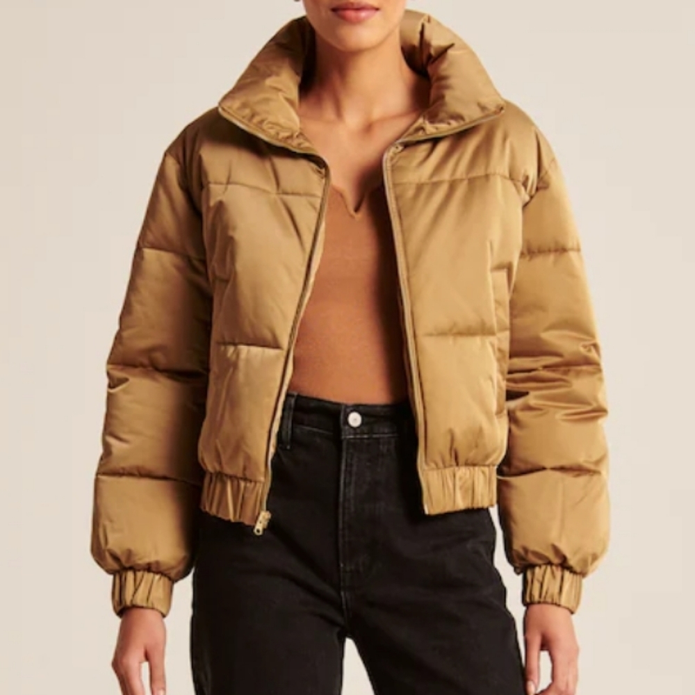 NWT Abercrombie & Fitch ultra mini utility puffer jacket brown